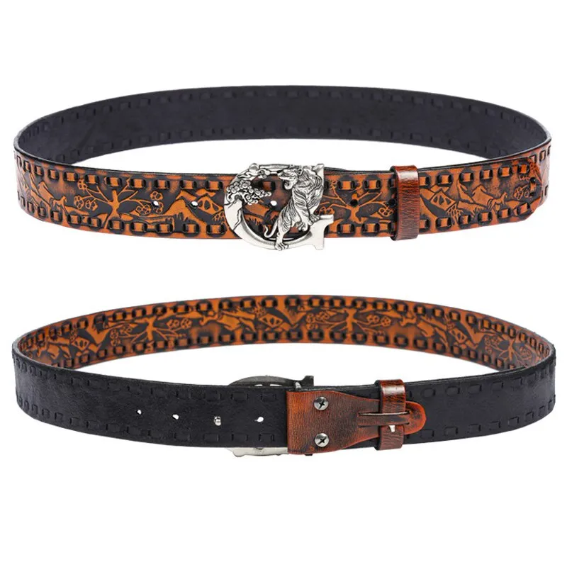 Retro Leather Buckle Belt