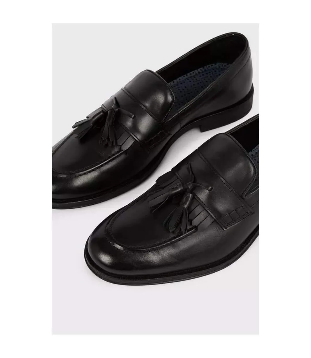 Black Burton Men's Leather Slip-On Loafers with Tassels