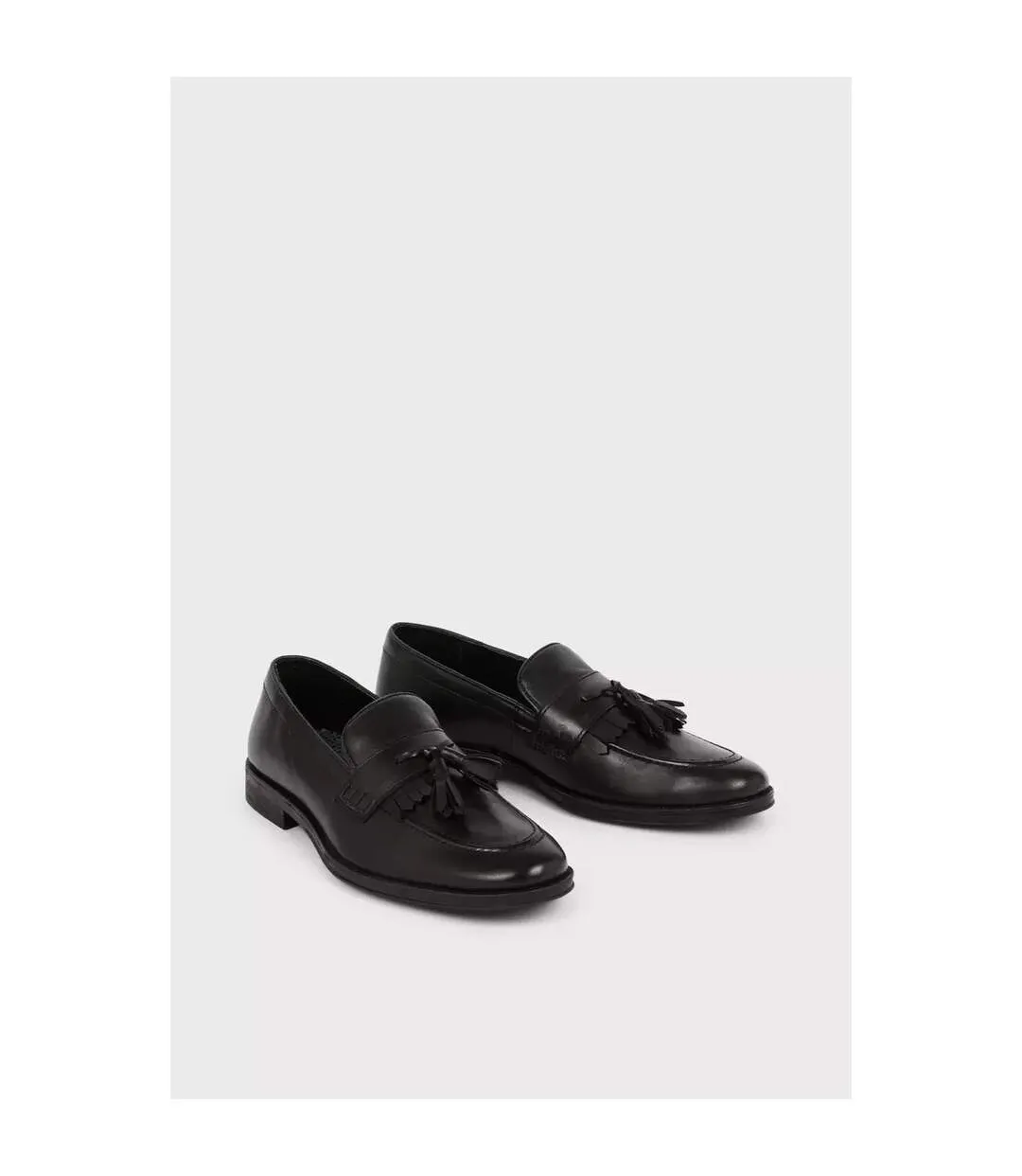 Black Burton Men's Leather Slip-On Loafers with Tassels