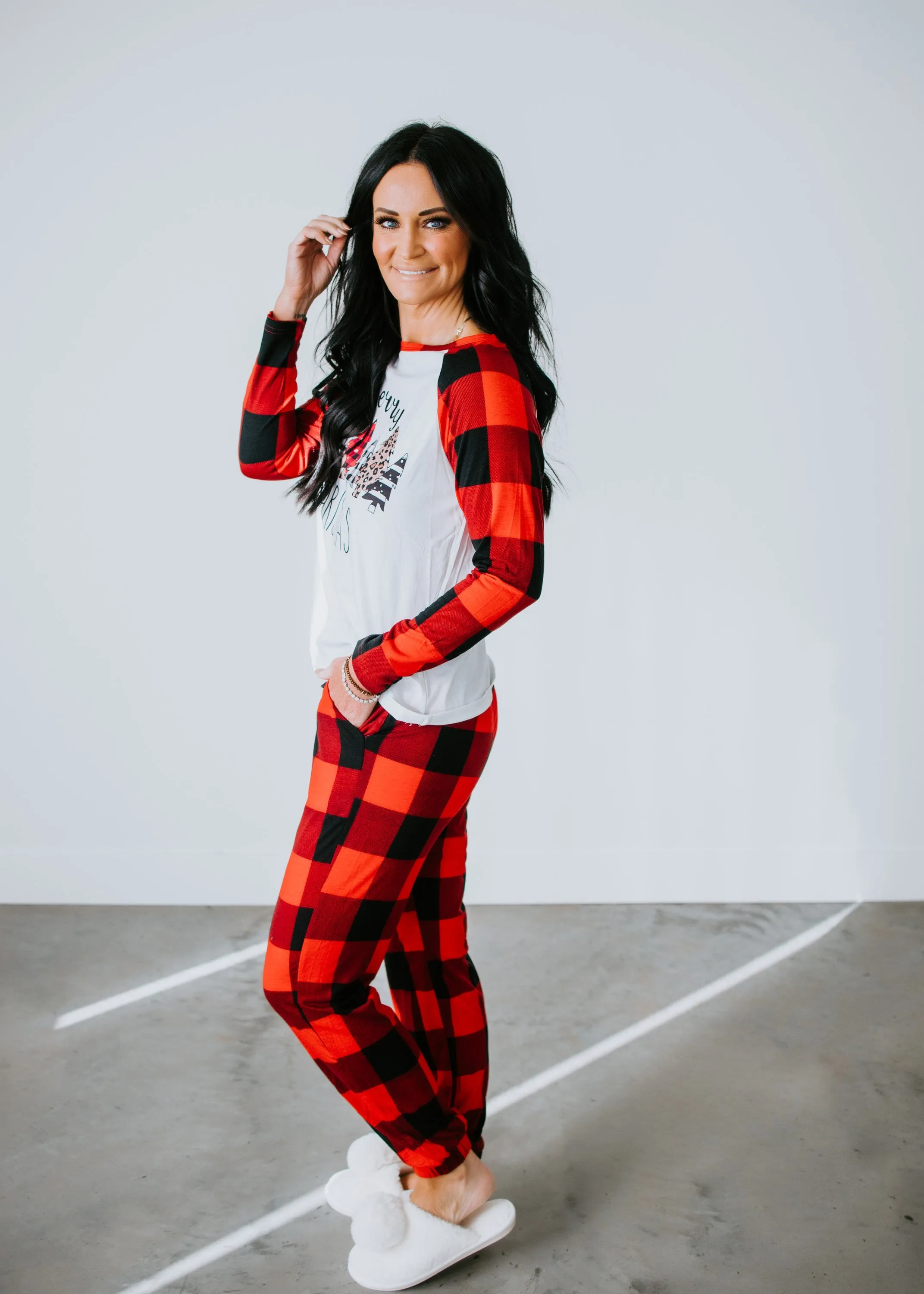 Merry Christmas Plaid Pajama Set
