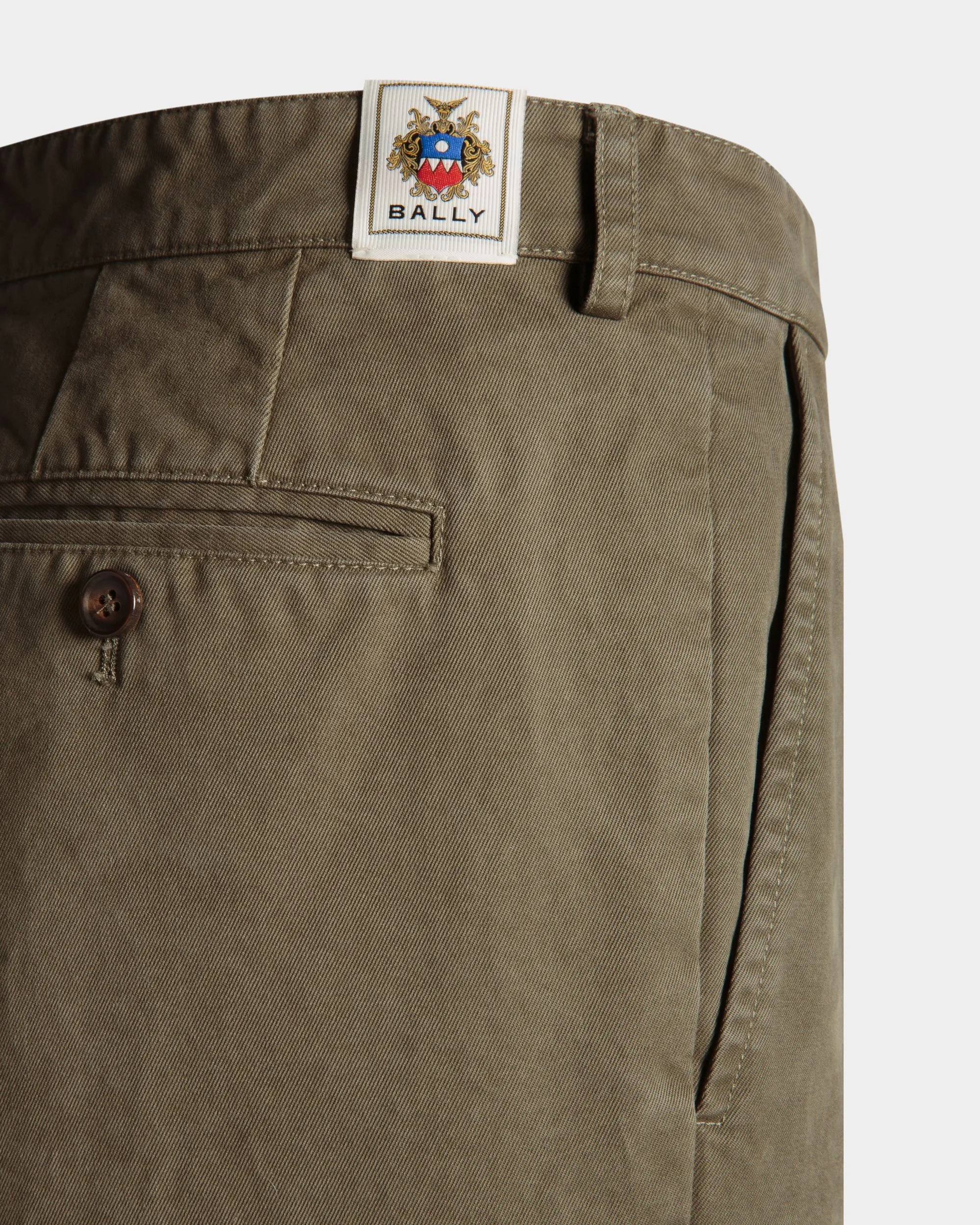 Military Green Cotton Pleated Pants for Men