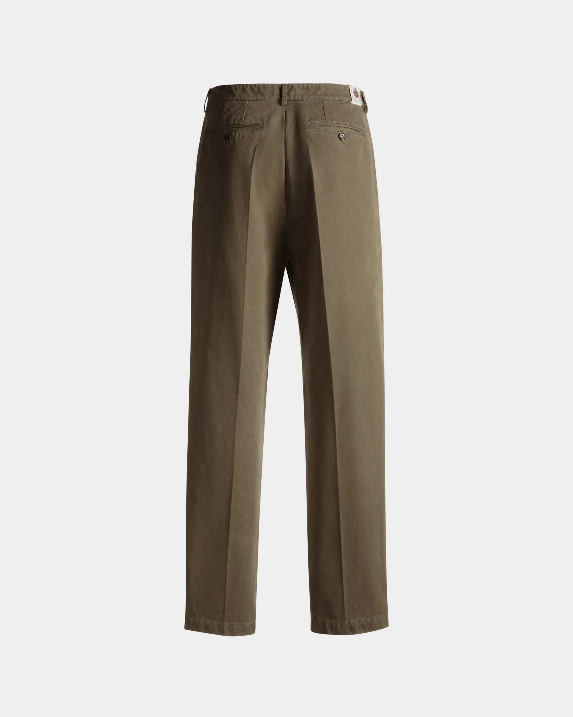 Military Green Cotton Pleated Pants for Men