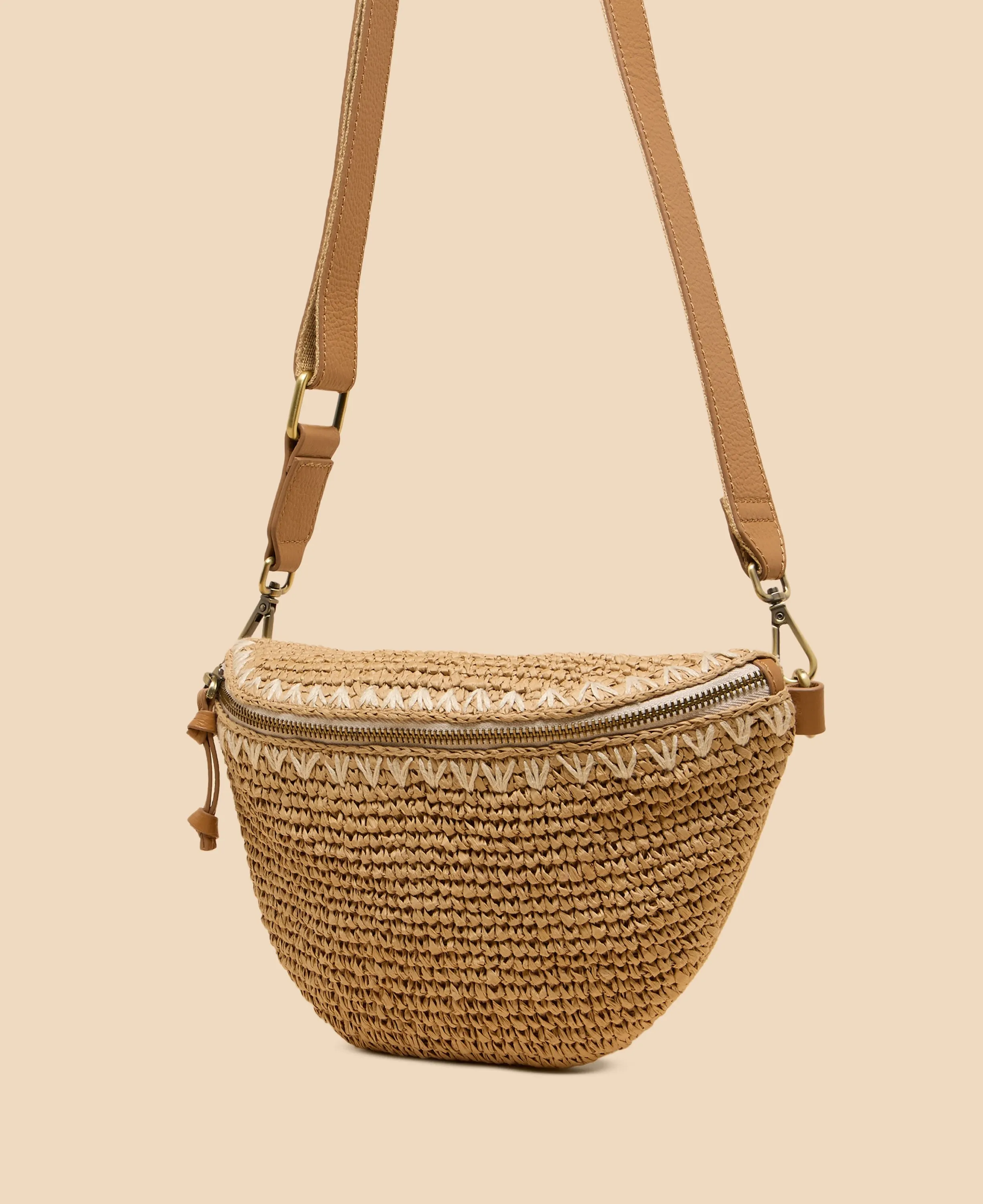 Mini Light Natural Raffia Sling Bag by Sebby