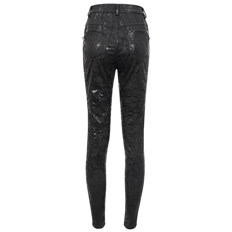 Monki split hem fitted pants in black