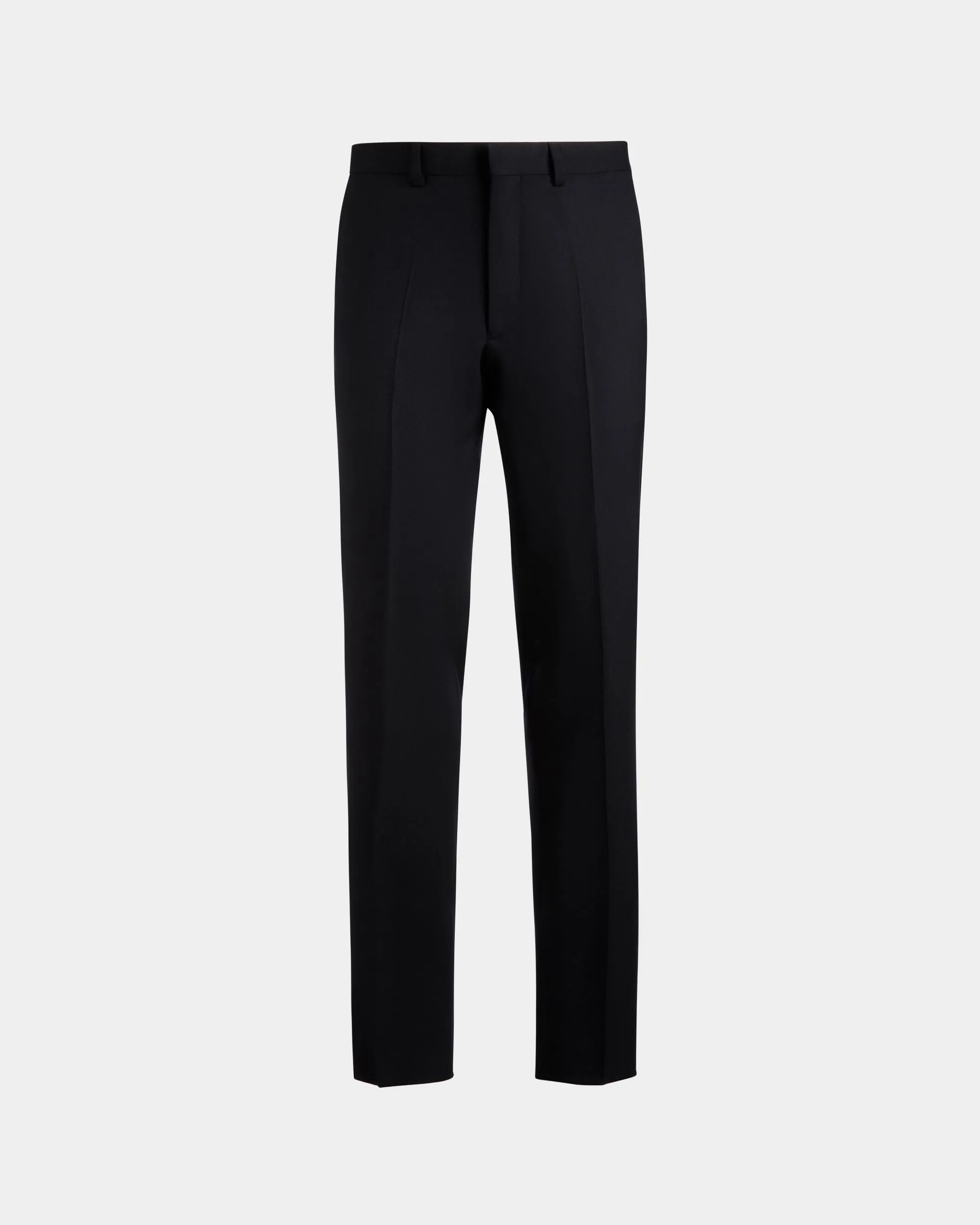 Navy Blue Wool Pleated Pants for Men