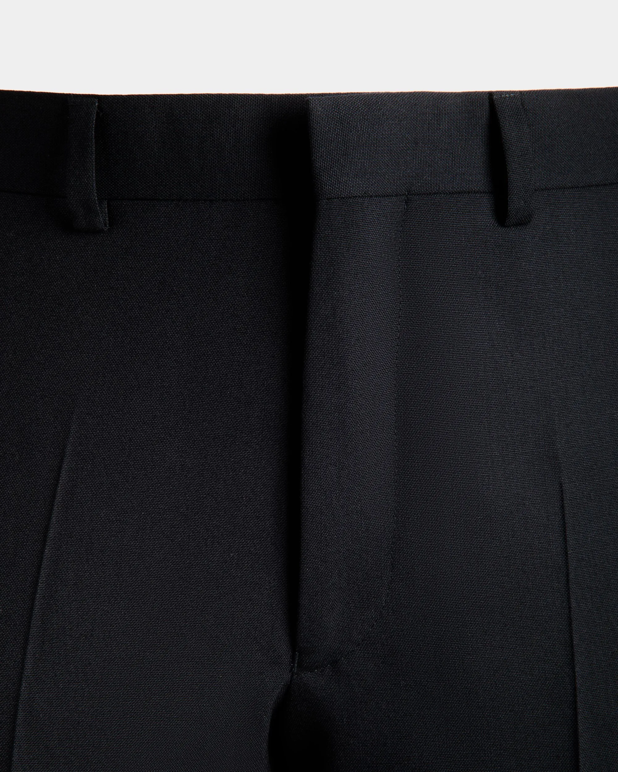 Navy Blue Wool Pleated Pants for Men