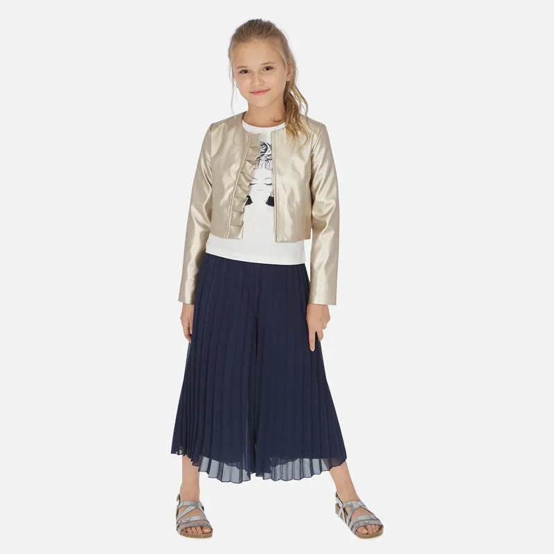 Navy Gaucho Style Pleated Trousers