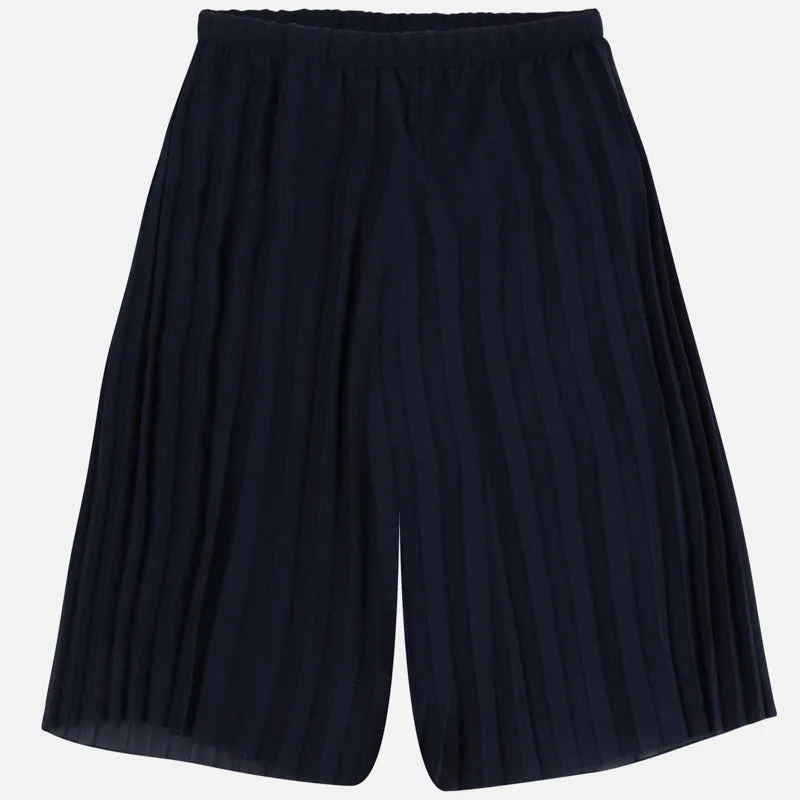 Navy Gaucho Style Pleated Trousers