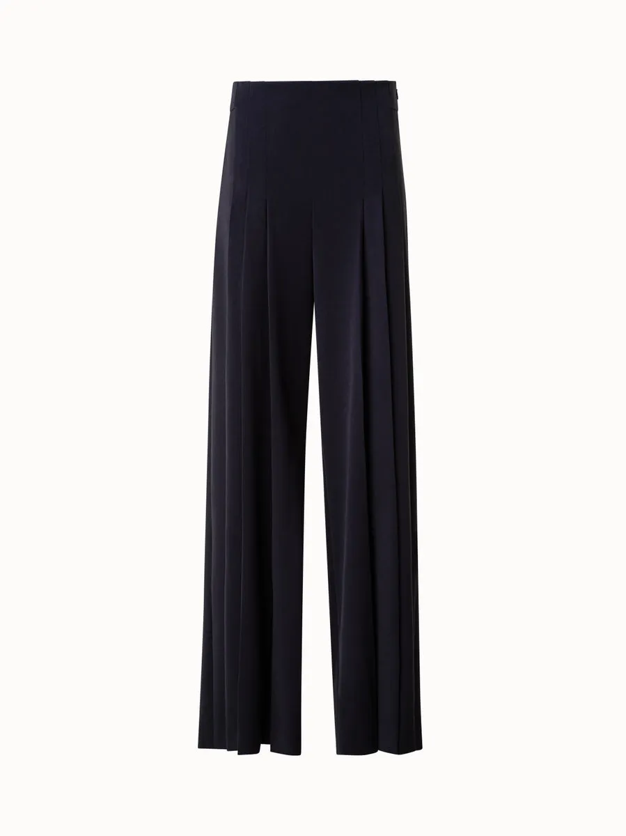 Patterned Wide Leg Pleated Pants