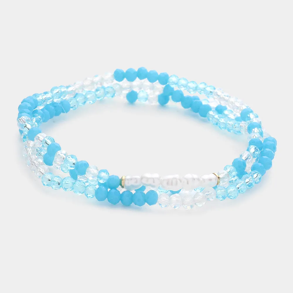 Pearl Faceted Beaded Stretch Bracelets