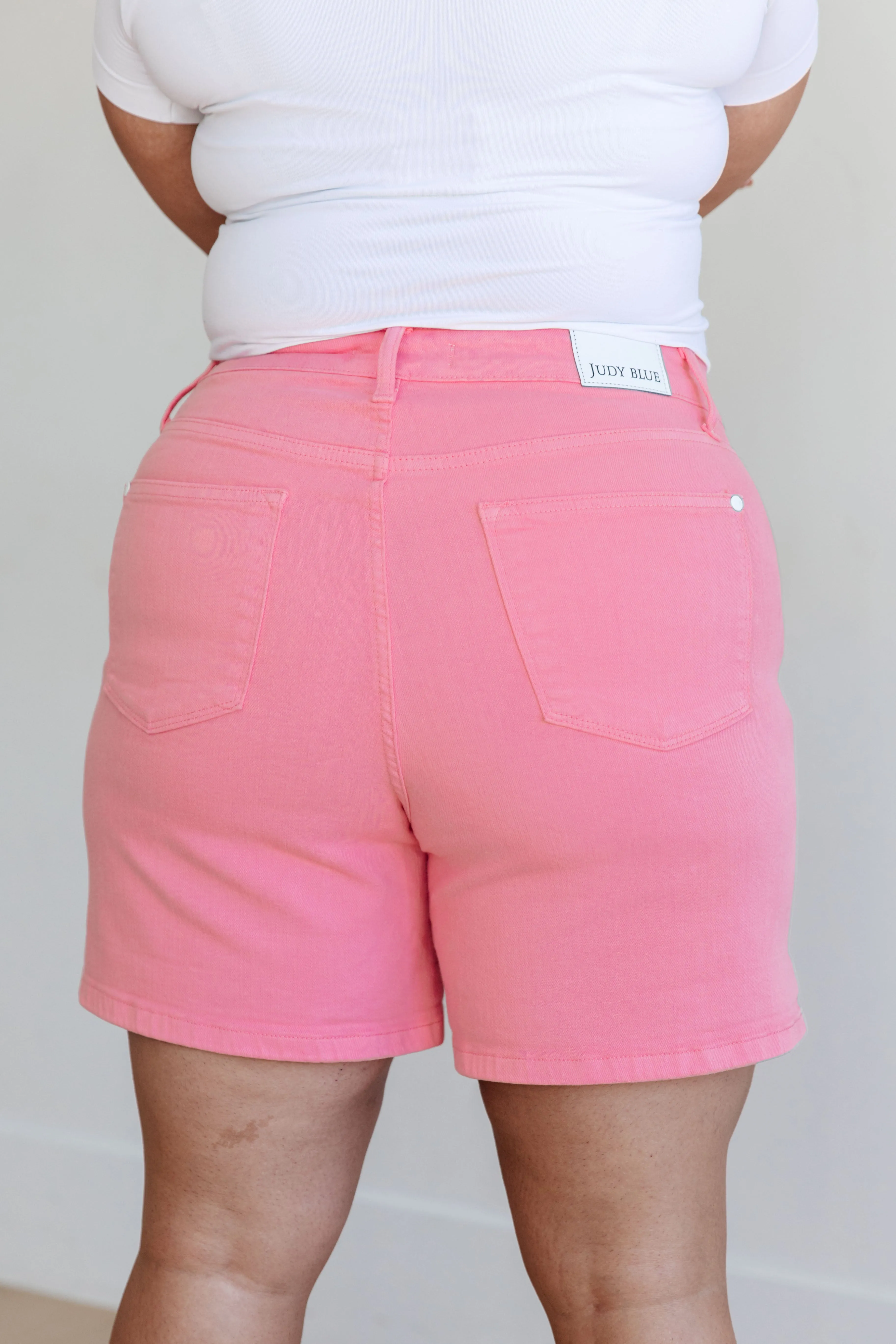 Casual Pink Cuffed Shorts