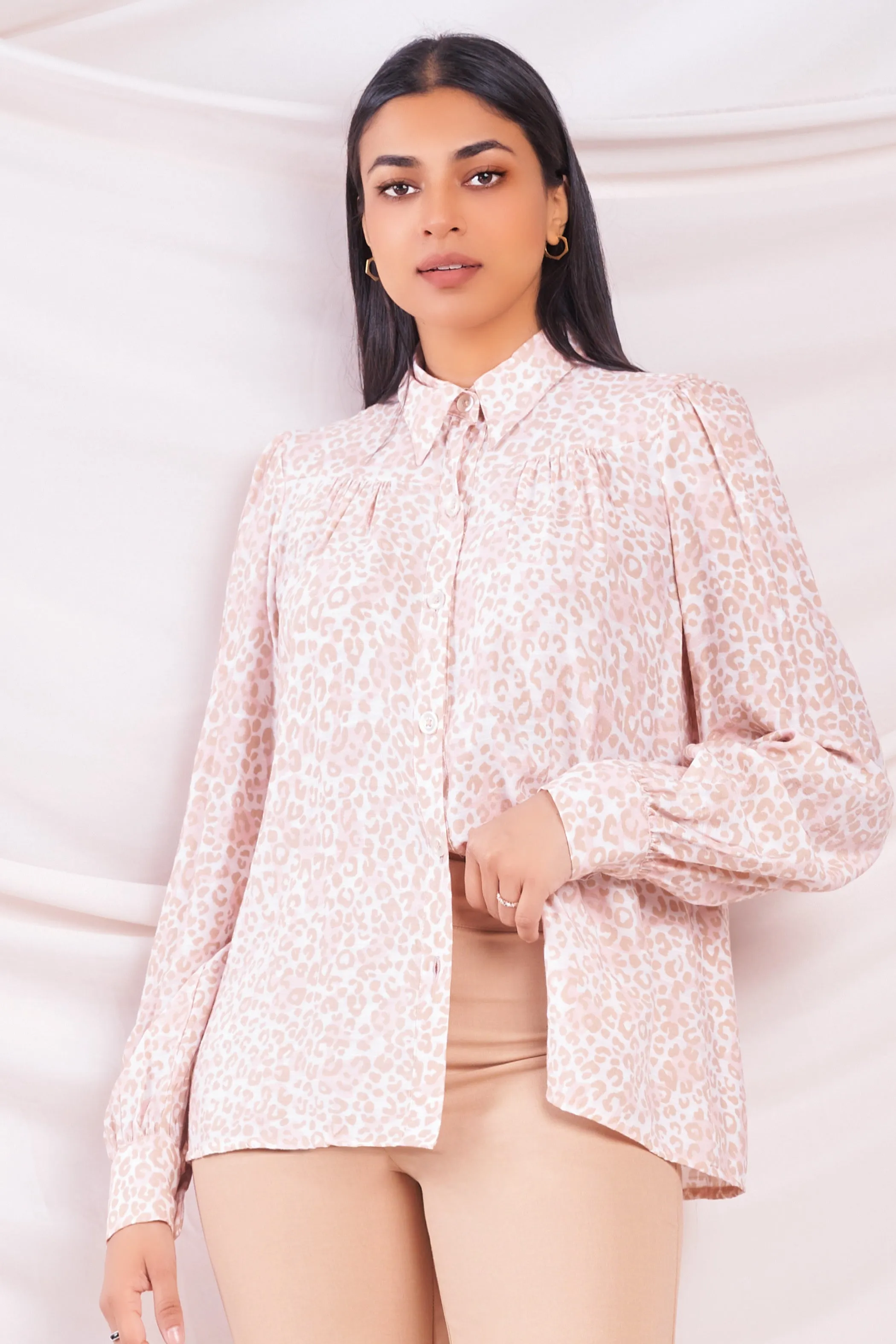 Pink Print Oversized Shirt