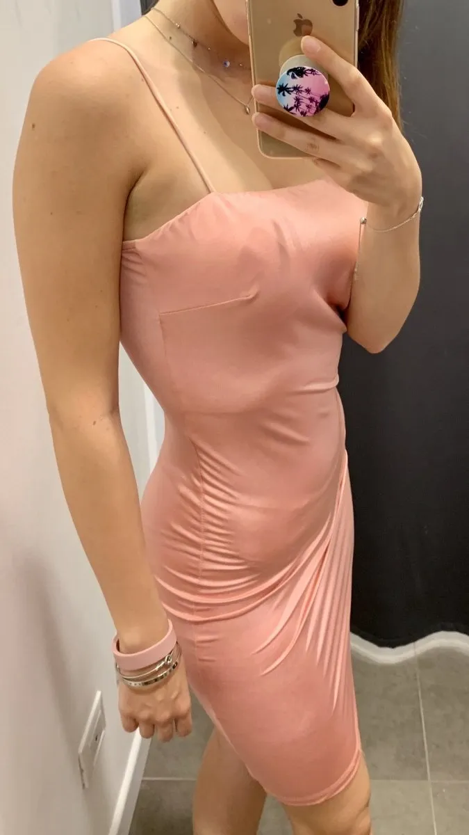 Pink Satin Effect Dress