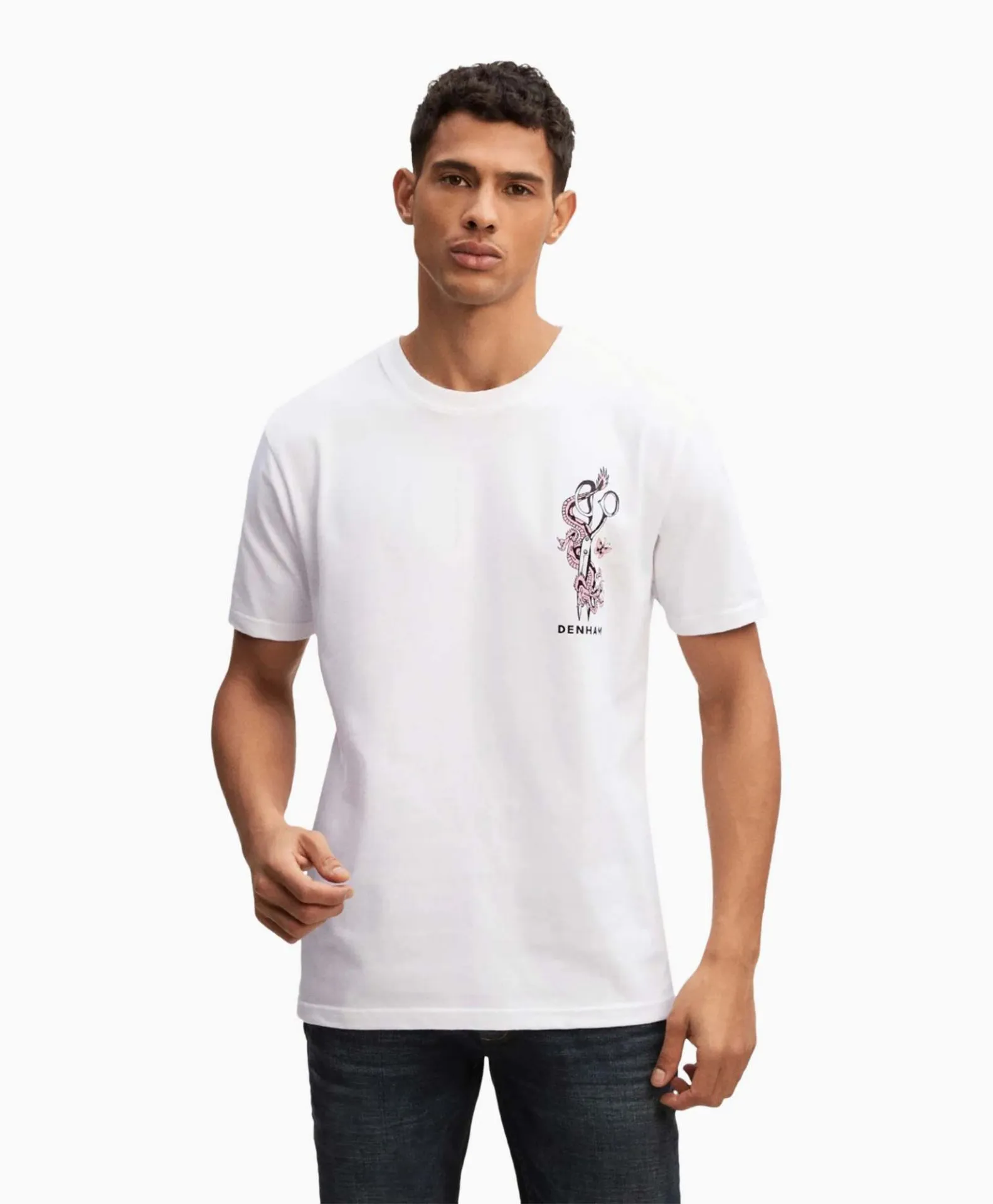 DENHAM Surf Style T-Shirts with Plain Cotton and Logo