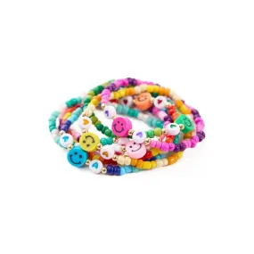 Playful Set of 6 Smiley Beaded Bracelets