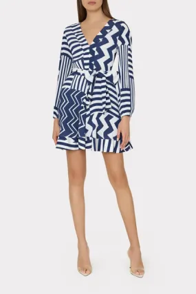 Pleated Chevron Patchwork Dress