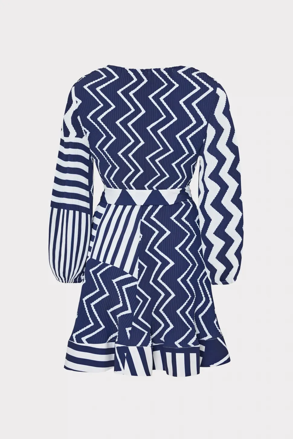 Pleated Chevron Patchwork Dress