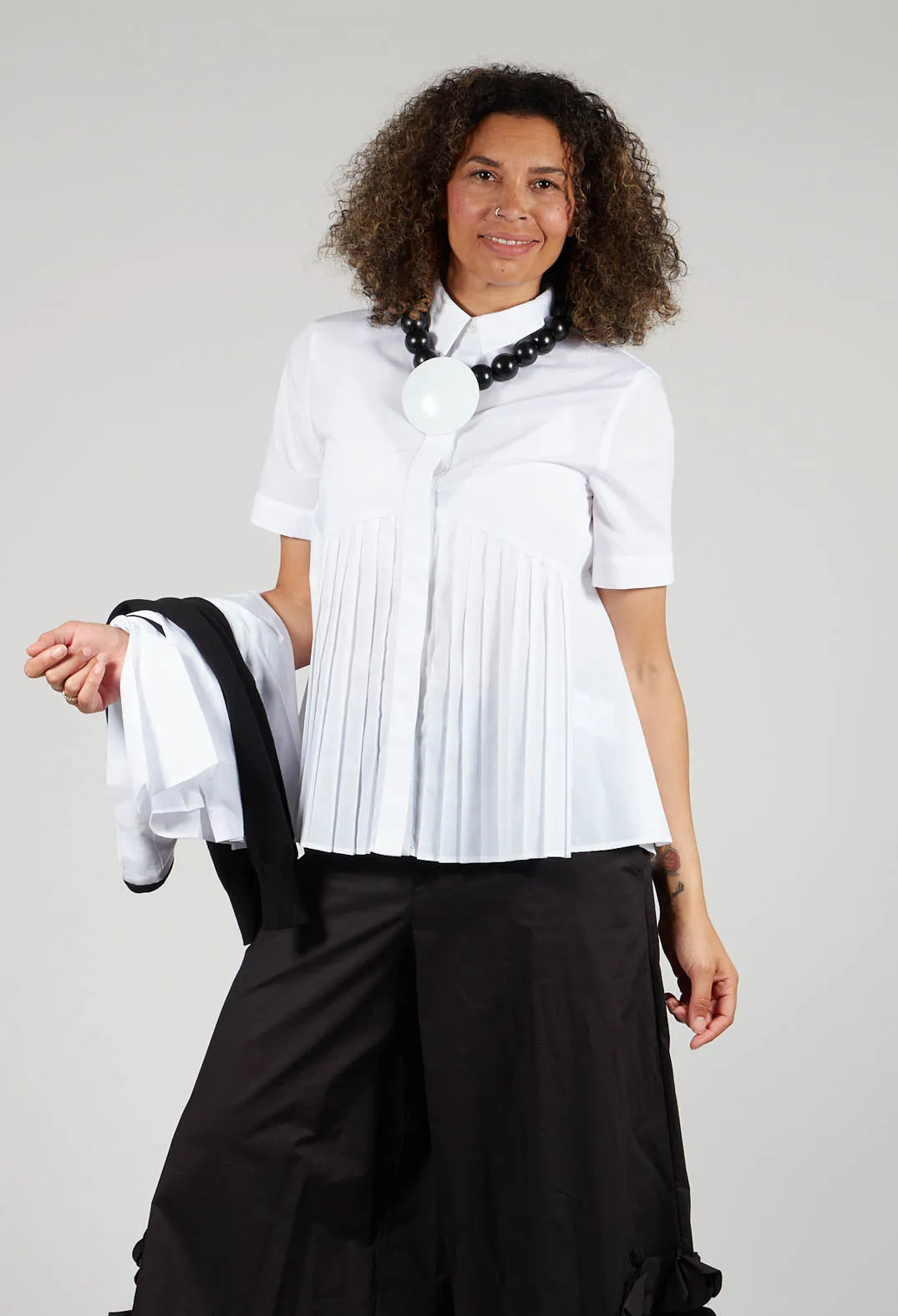 White Pleated Shirt