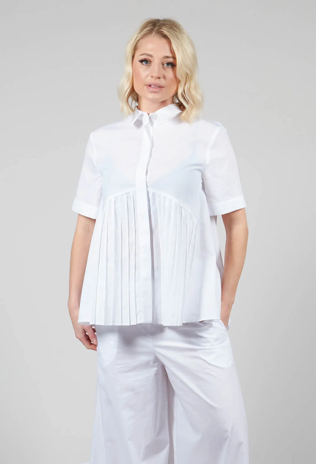 White Pleated Shirt