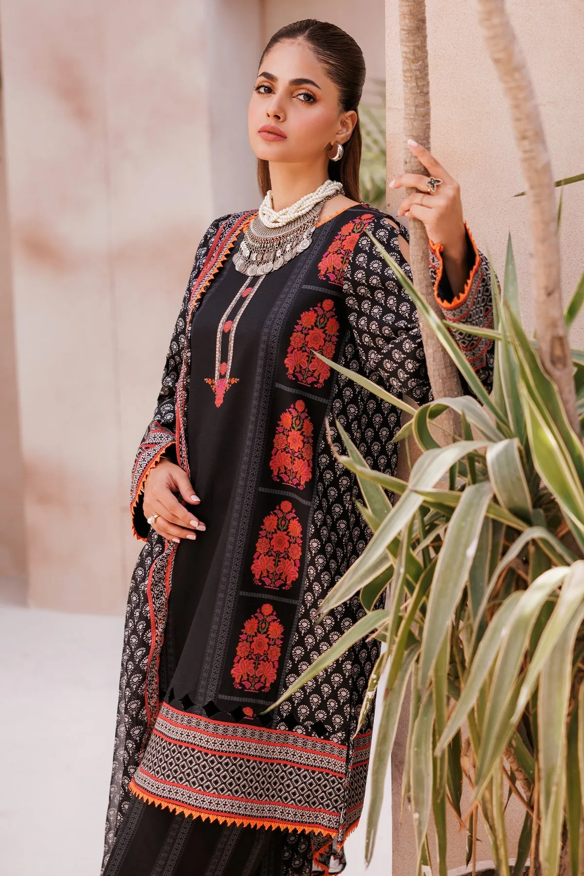 3-Piece Unstitched Lawn Shirt with Printed Chiffon Dupatta and Trouser CP4-61