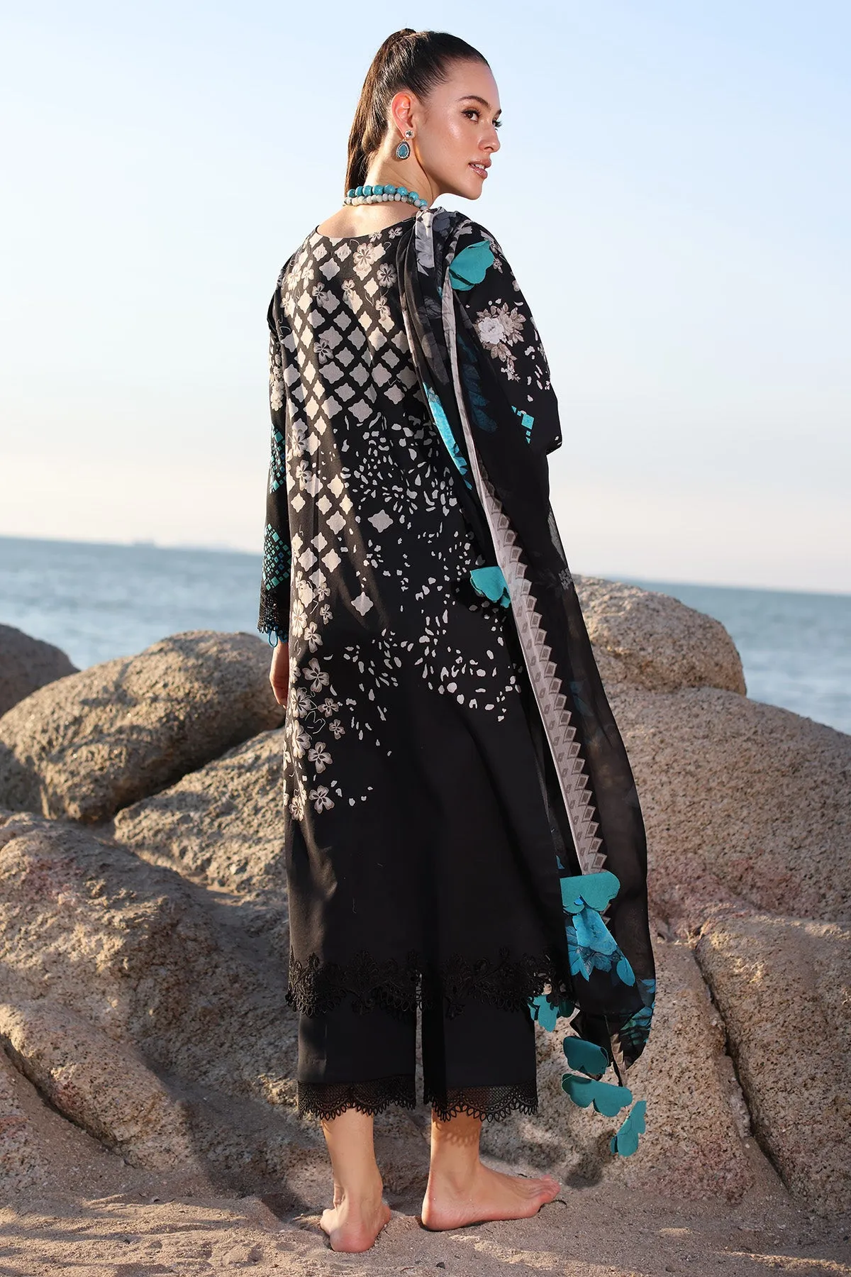 3-Piece Unstitched Lawn Shirt with Embroidered Chiffon Dupatta and Trouser AN4-01