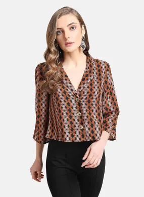 Stylish Printed Crop Shirt