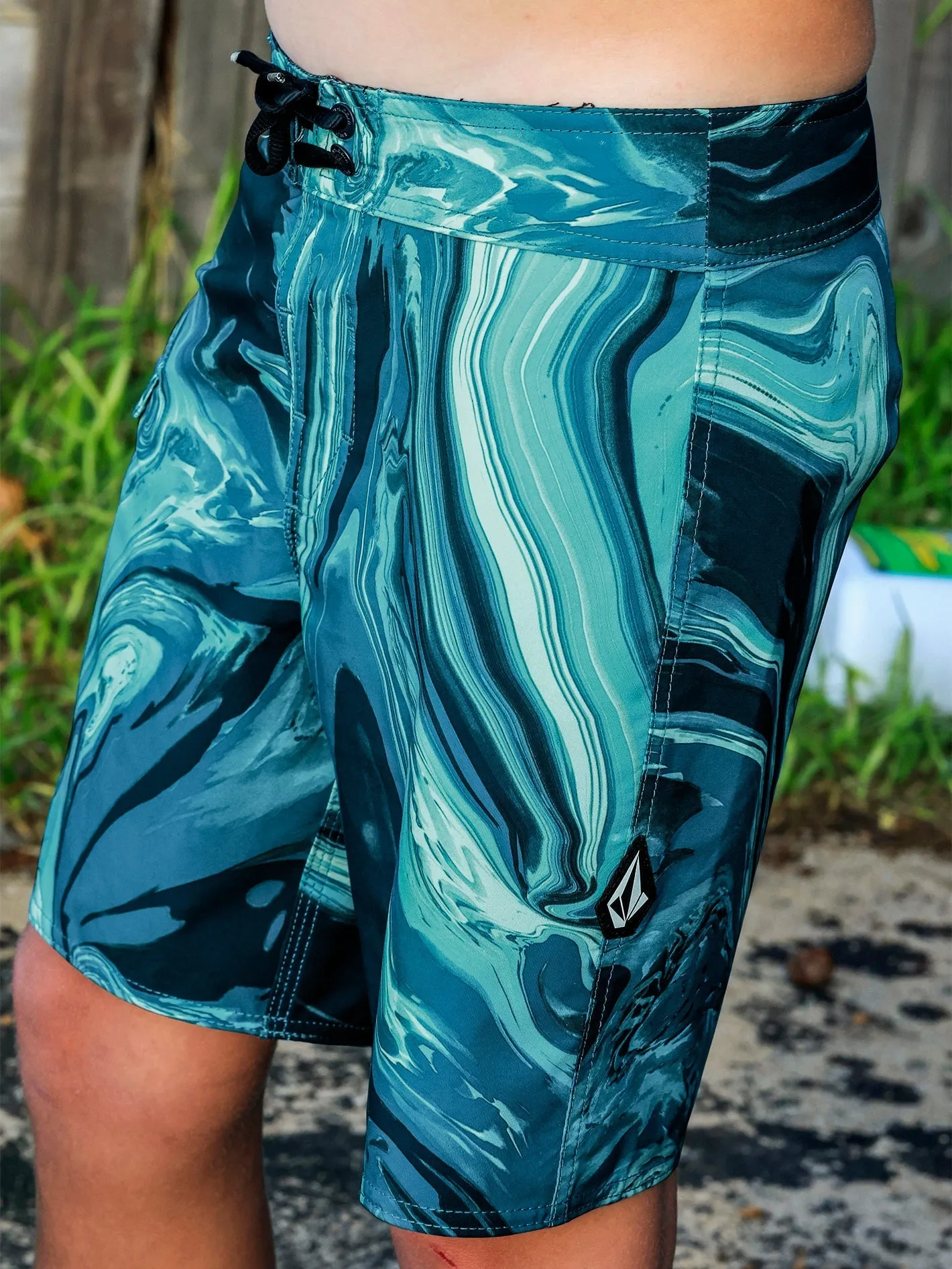 Big Boys Psyche Marble Swim Trunks - Cali Blue Heather