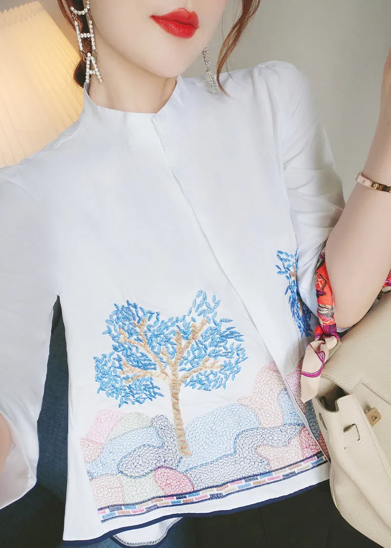 QA1037 Bracelet Sleeve Embroidered Cotton Shirt