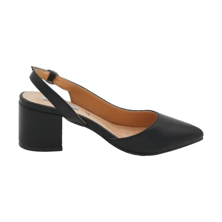 Sling Back Tacco Medio Con Cinturino Black\