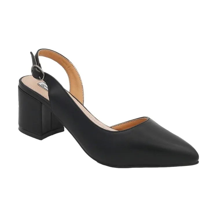 Sling Back Tacco Medio Con Cinturino Black\