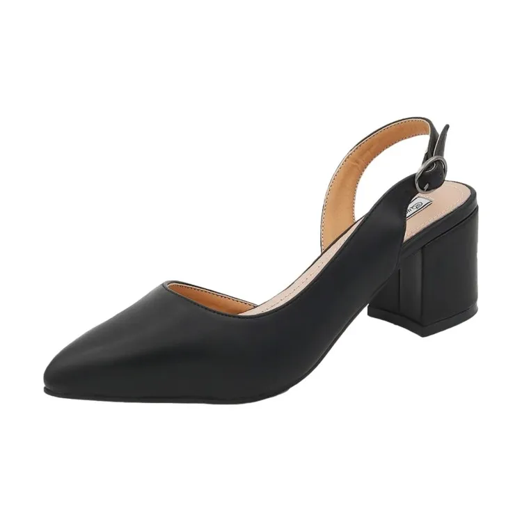 Sling Back Tacco Medio Con Cinturino Black\