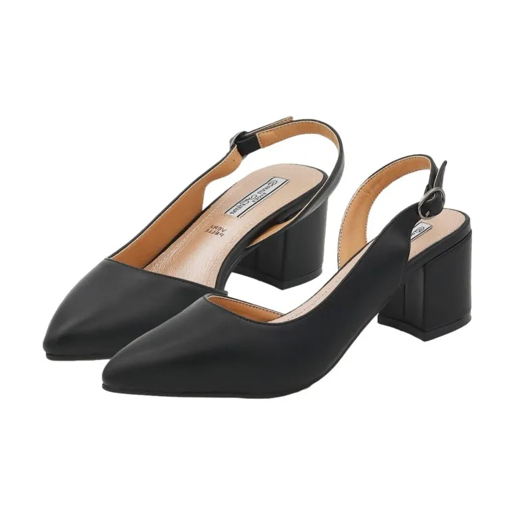 Sling Back Tacco Medio Con Cinturino Black\