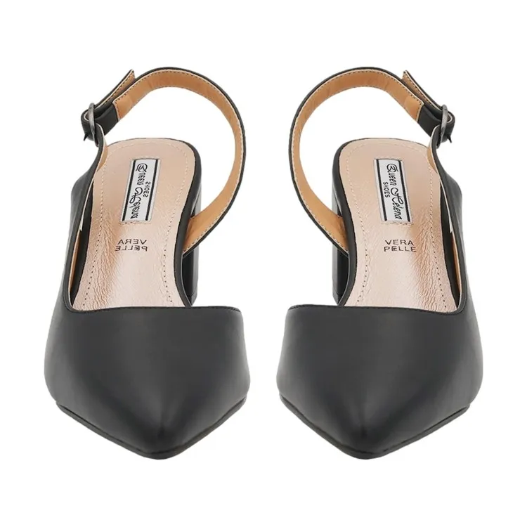 Sling Back Tacco Medio Con Cinturino Black\