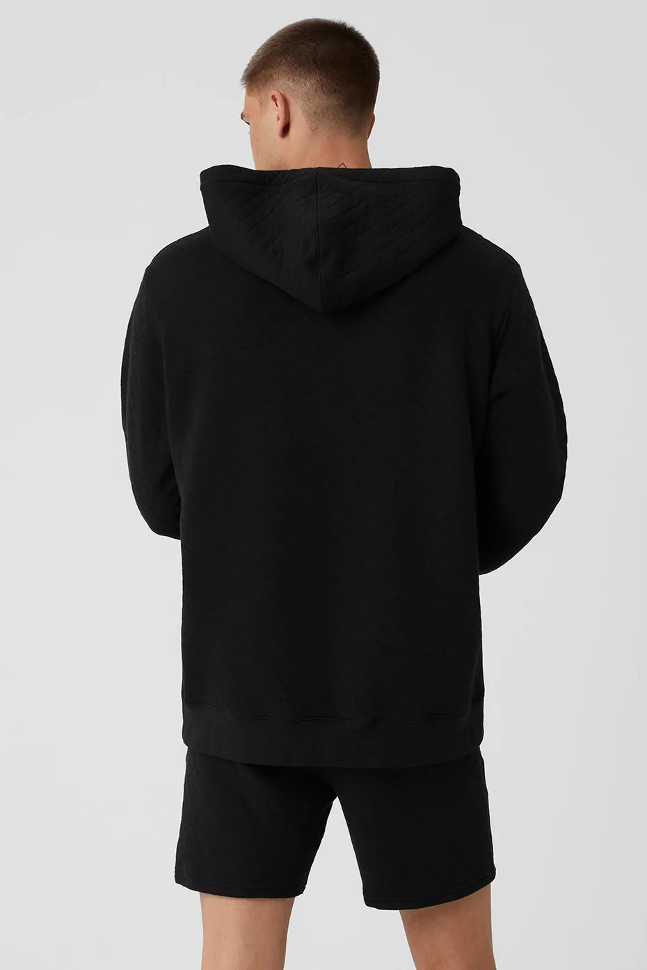 Black Quilted Stadium Hoodie