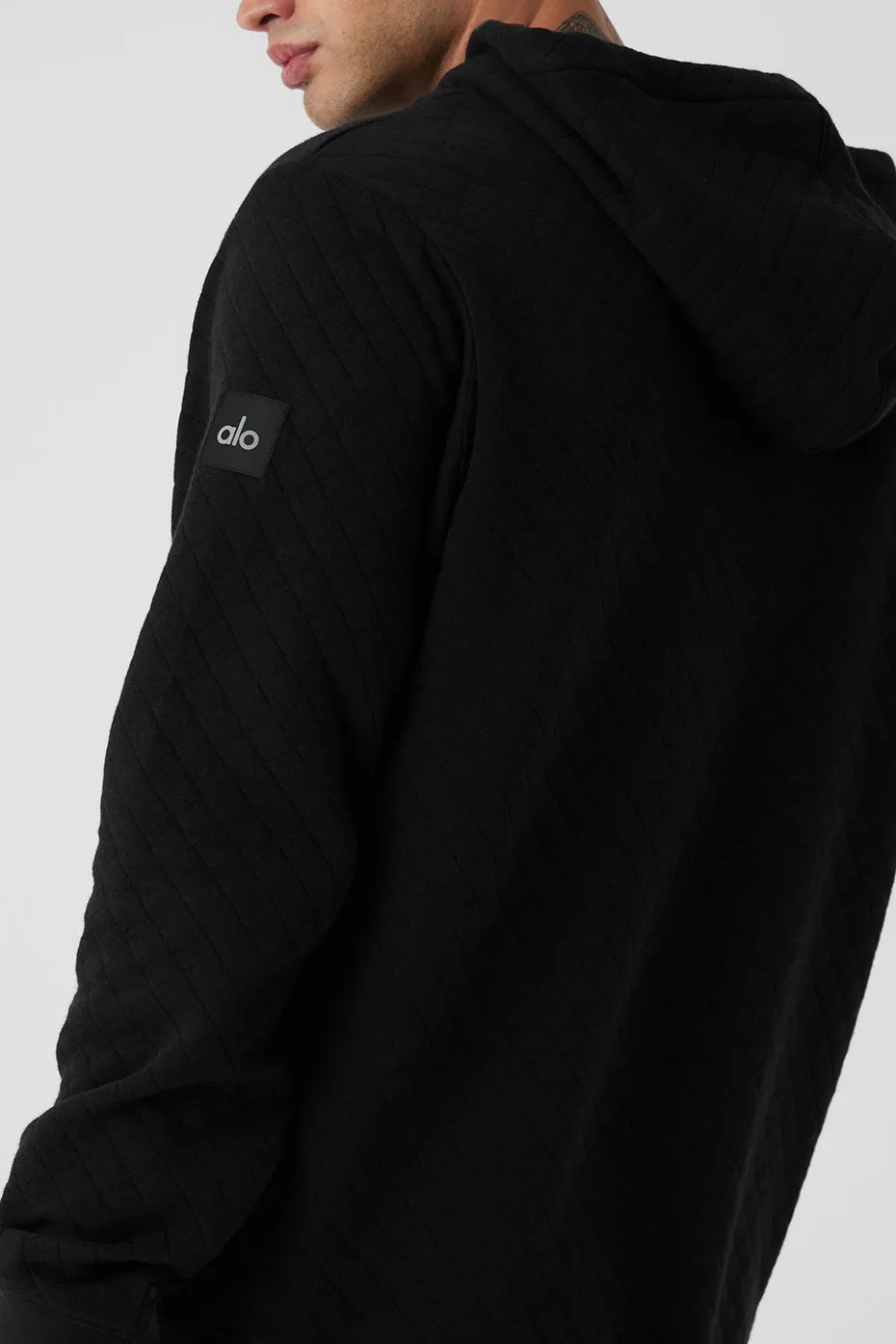 Black Quilted Stadium Hoodie