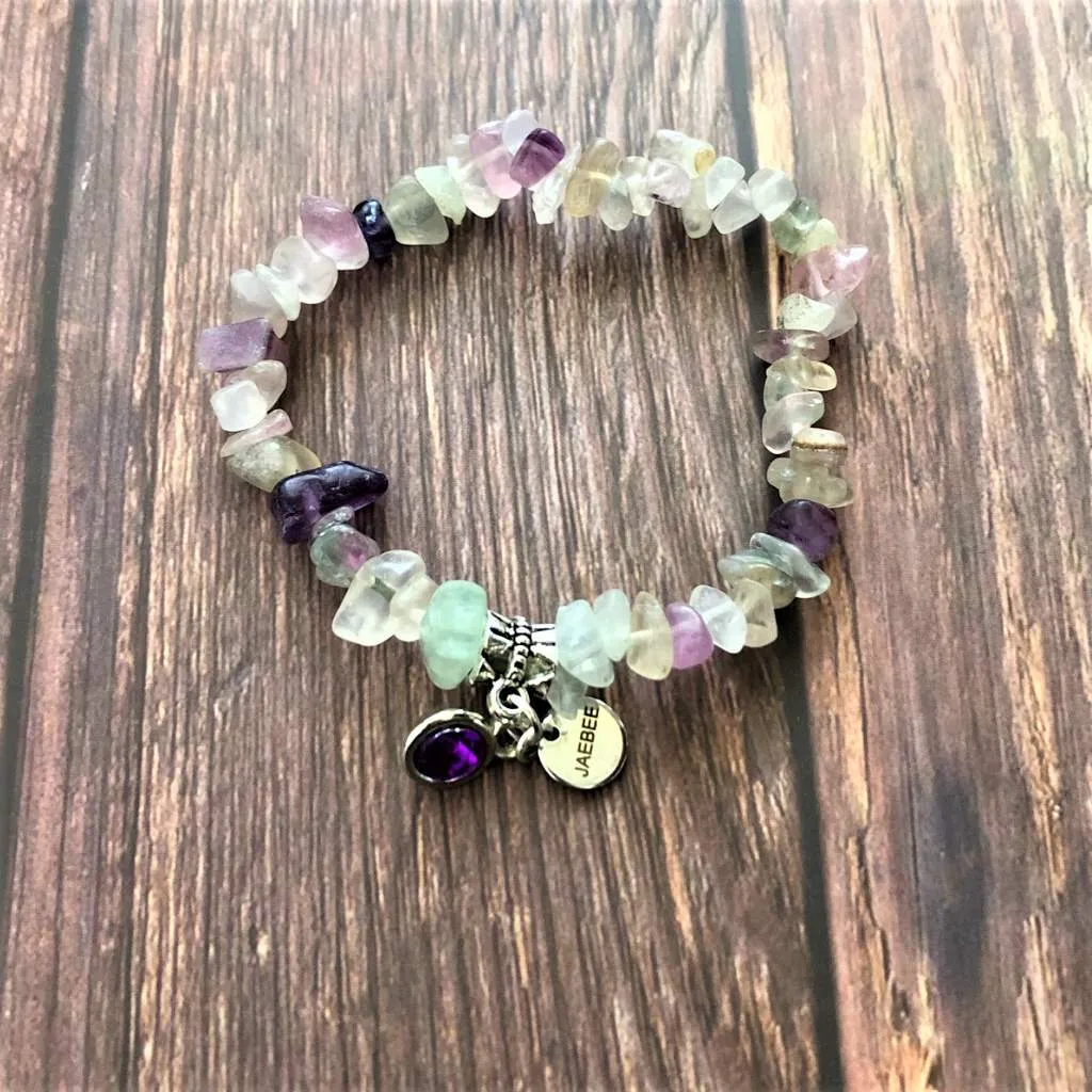 Colorful Fluorite Chip Bracelet