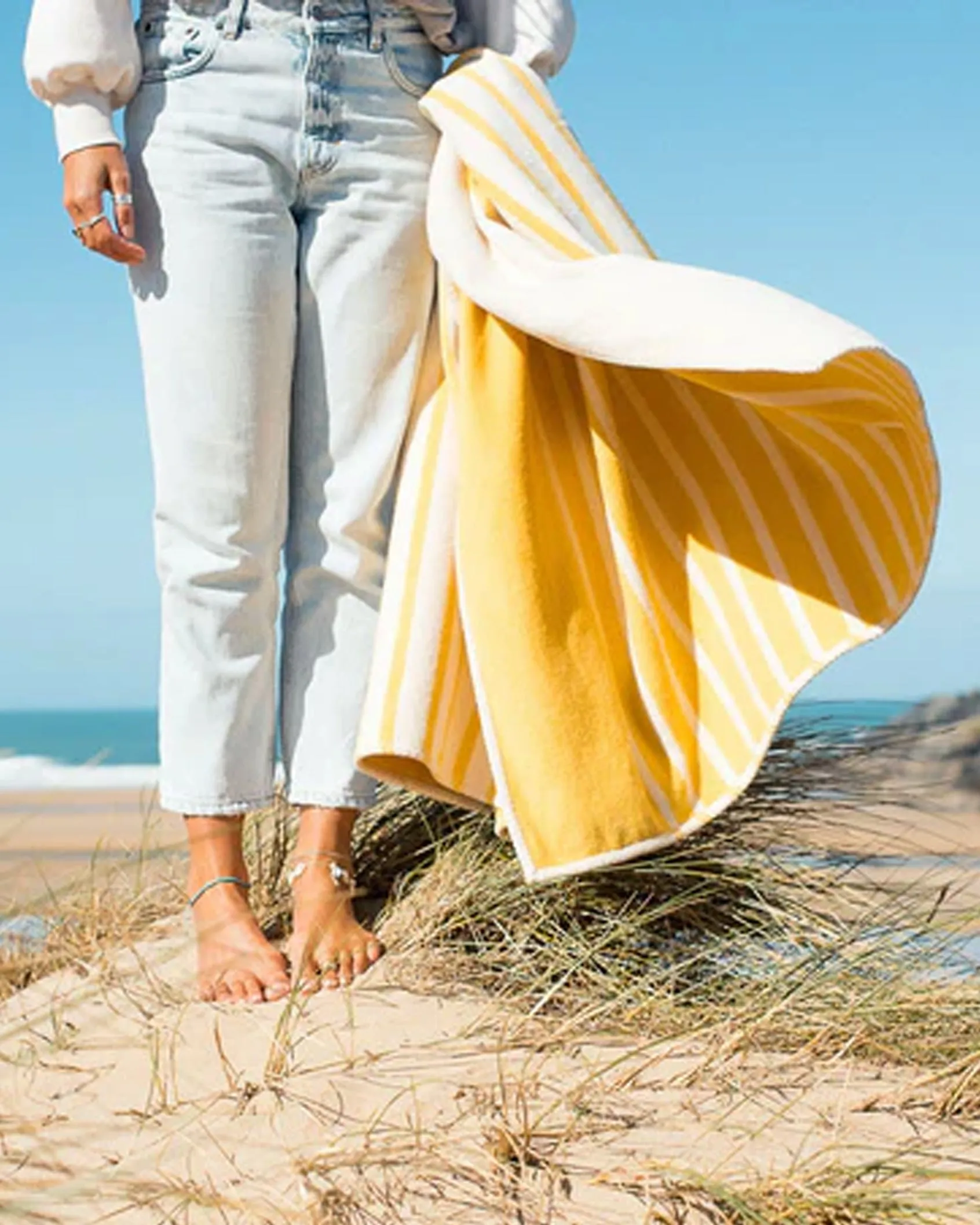 Recycled Cotton Yellow Stripe Blanket