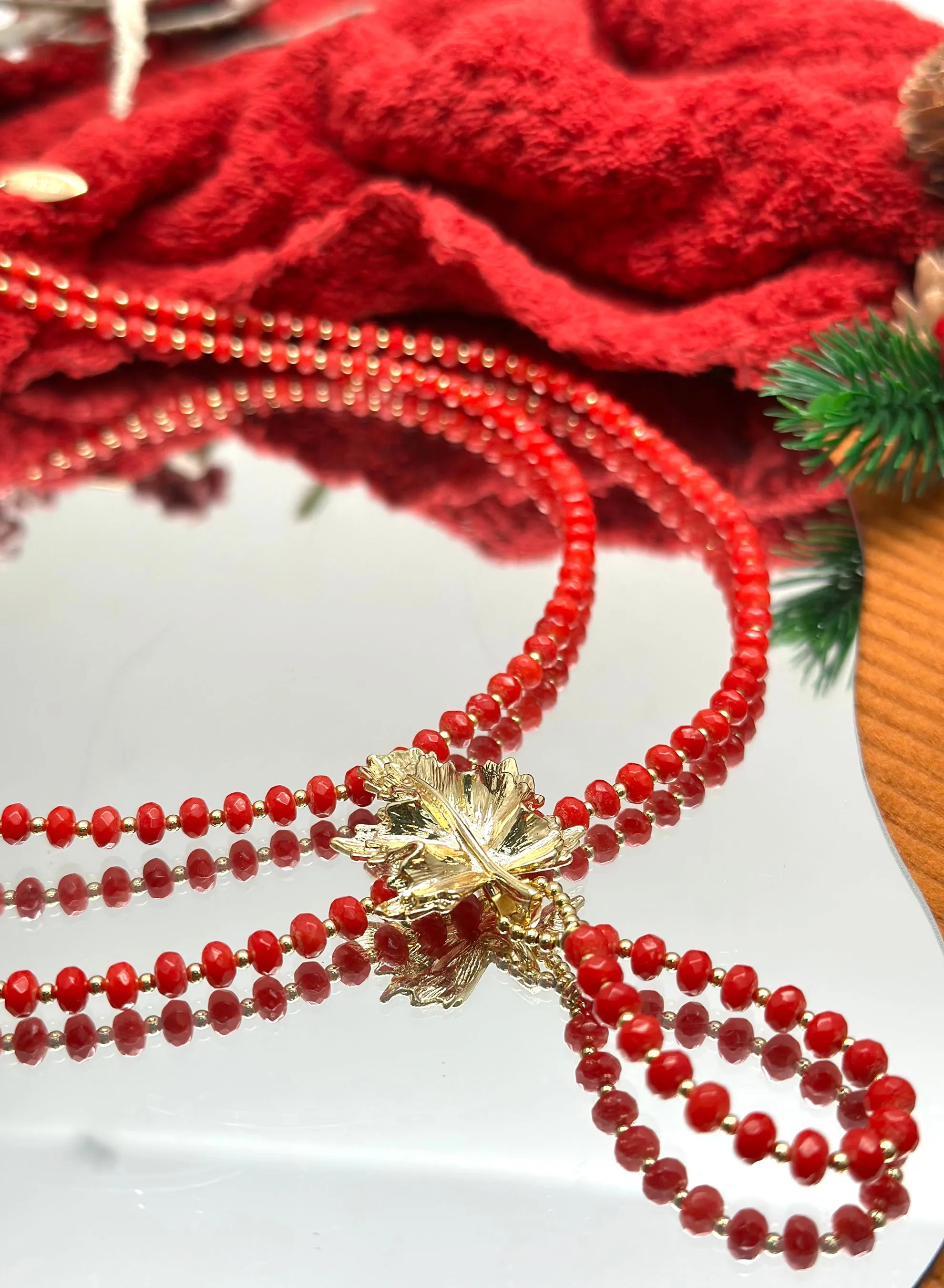 Red Bamboo Corals Necklace KN047