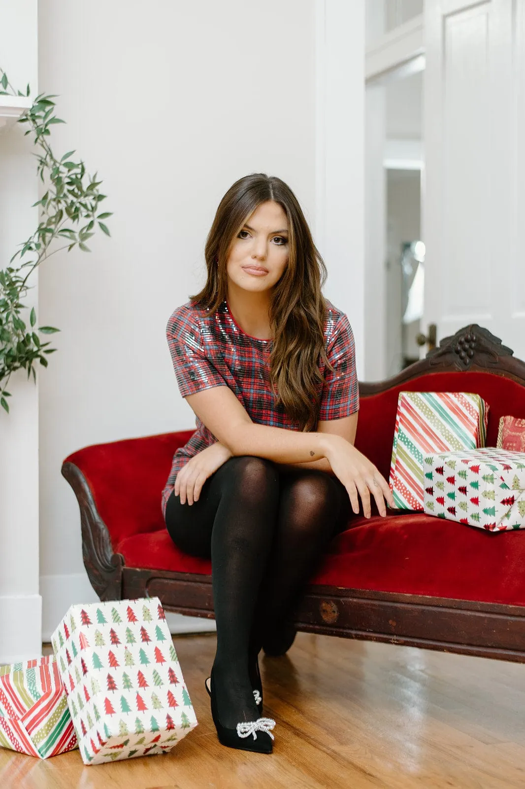 Red Plaid Shorts Set