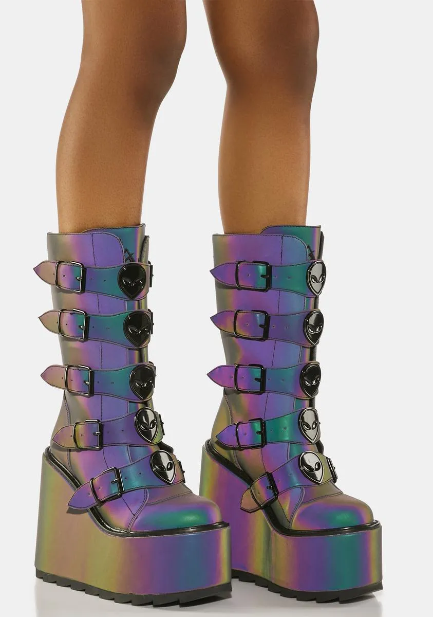 Reflective Dune Alien Buckle Boots