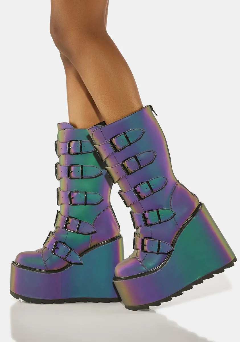 Reflective Dune Alien Buckle Boots