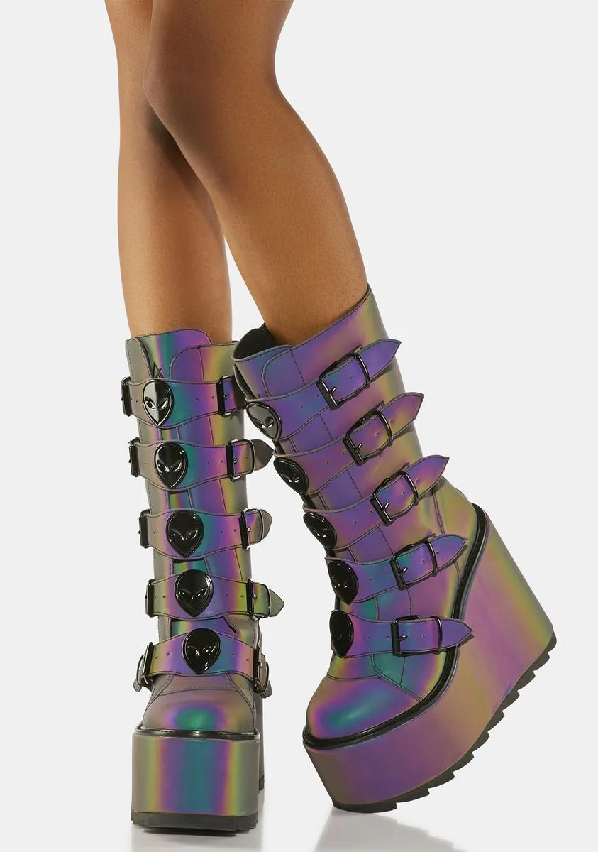 Reflective Dune Alien Buckle Boots