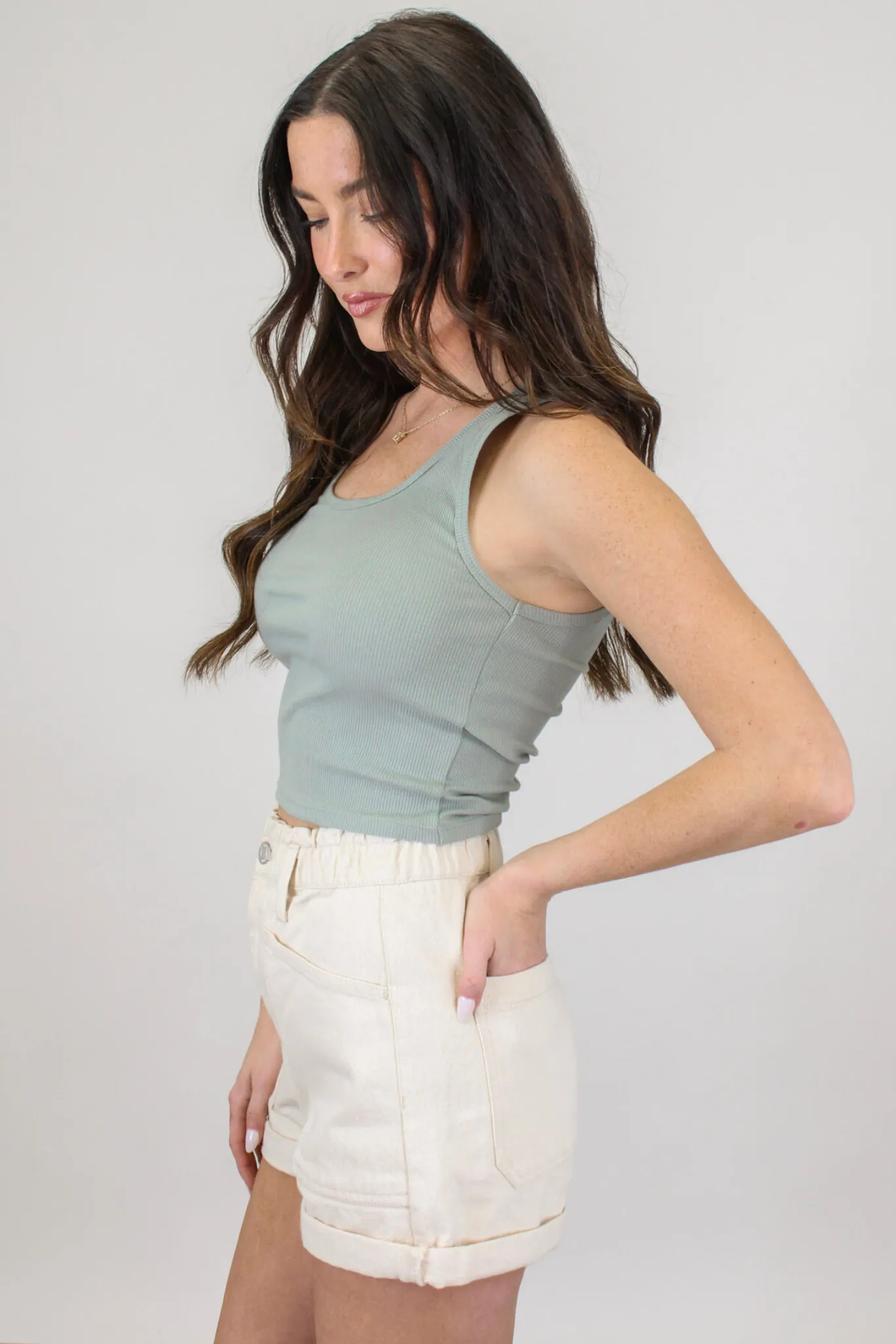 Pale Jade Essy Rib Tank by Z Supply