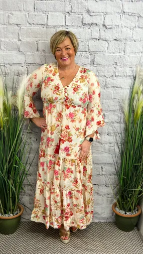 Rani Rose Pattern Silk Dress