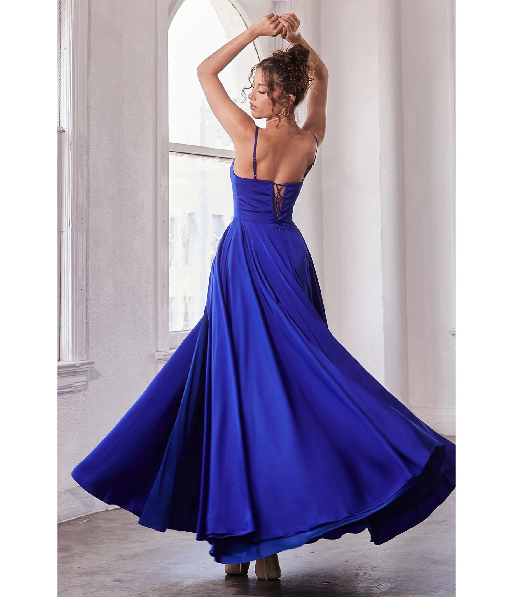 Royal Blue Satin A Line Bridesmaid Dress