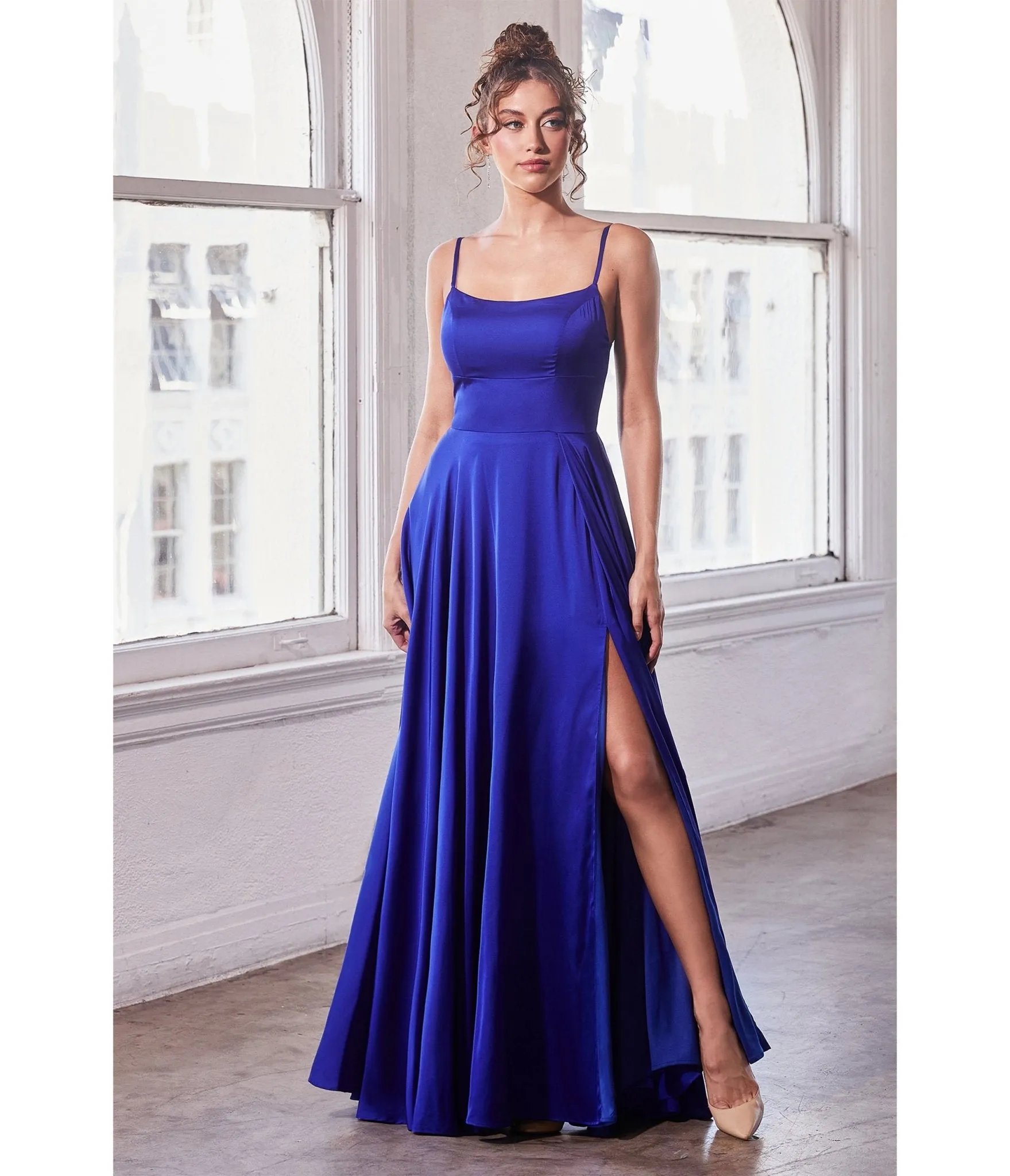 Royal Blue Satin A Line Bridesmaid Dress