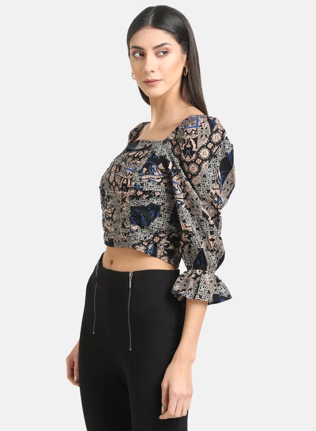 Printed Ruched Crop Top