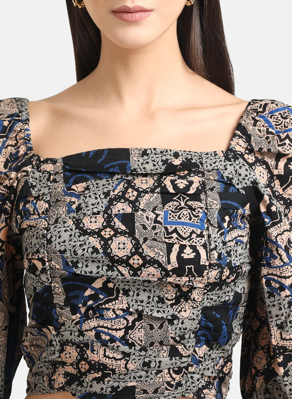 Printed Ruched Crop Top