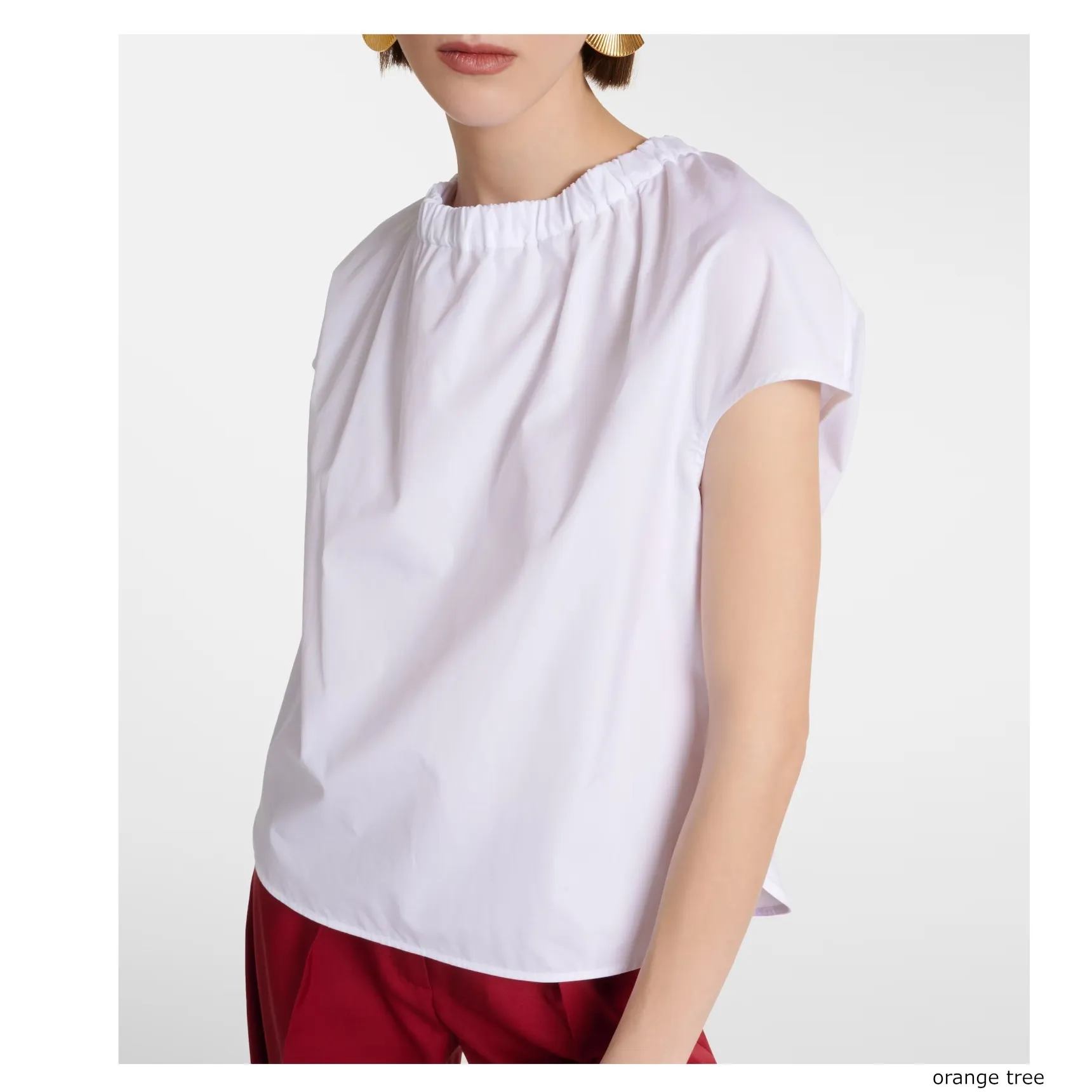 Elegant Cotton Shirts & Blouses with Short Sleeves