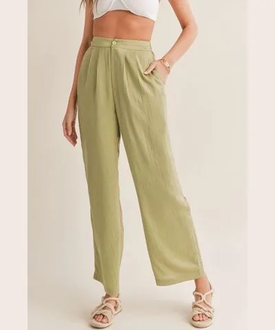 Sadie & Sage Juicy Pleated Sage Mint Pants